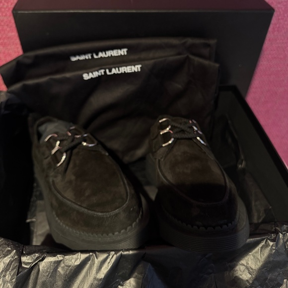 NWT Saint Laurent Teddy Suede Platform Derby EU35.5 - Picture 5 of 12